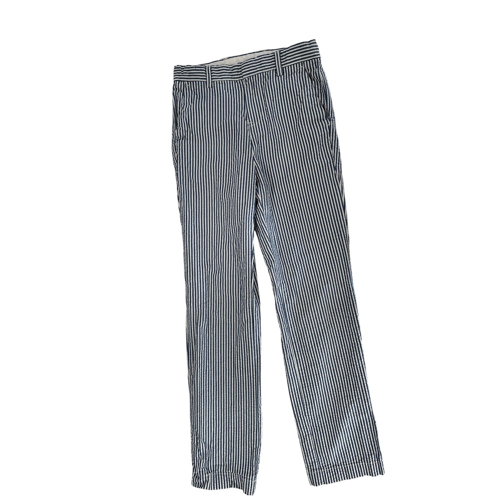 Lands End Kids Navy White Stripe Seersucker Pants Size 10S